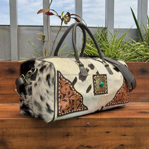 Wholesale Large Capacity New Styles 2 Piece Set Tooled Genuine Cowhide Leather <b>Small</b> & Large Duffel Travel <b>Bag</b> <b>for</b> <b>Men</b> & Women - Product Image 6