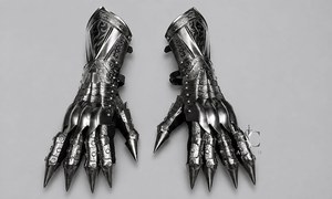 Gants de guerrier gothiques en acier plaqué argent, style antique, collection d'armure métallique - Product Image 3
