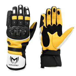 Gants de moto en cuir pour hommes, compatibles écran tactile, respirants, pour toutes les saisons, gants de protection pour la conduite, imprimés - Product Image 5