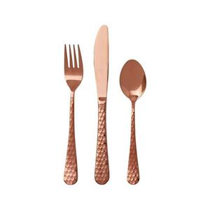 Hammered New Design Handle Copper Flatware Set Stainless Steel Spanish Style Rose <b>Gold</b> Finishing Cutlery Sets for Dinner Party - Product Image 1