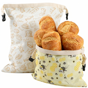 Bolsas de Almacenamiento de Pan Personalizables, Impresas, Resistentes al Agua, Ecológicas y Lavables de Algodón/Poliéster, Reutilizables para Panadería, Venta al Por Mayor - Product Image 1