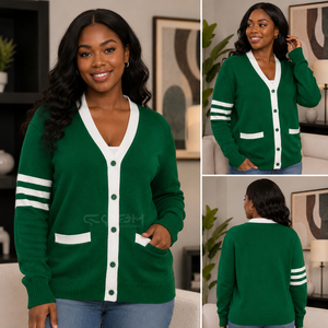 Abrigo de Punto Trenzado con Cuello Alto y Botones Grandes Estilo Vintage para Otoño/Invierno de Cosh International Sisterhood Sorority - Product Image 5
