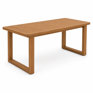 Table à manger rectangulaire en bois moderne, écologique et durable, design minimaliste en bois massif, meuble stable pour la salle à manger - Product Image 3