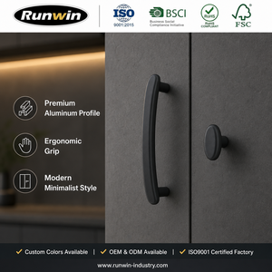 <strong>Modern</strong> Aluminum Alloy Matte <strong>Black</strong> Matching Furniture Hardware Set Cabinet <strong>Knobs</strong> and Handles Kitchen and Closet Pull OEM Factory - Product Image 5