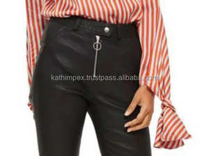 Mode à la mode Flare Faux cuir pantalon femmes taille haute fermeture éclair braguette cheville longueur élégant Slim Fit pour décontracté et tenue de fête - Product Image 4