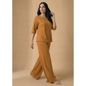 Ensemble décontracté pour femmes en coton doux, couleur lavande, deux pièces, vêtements de détente confortables, tenue décontractée pour tous les jours - Product Image 4