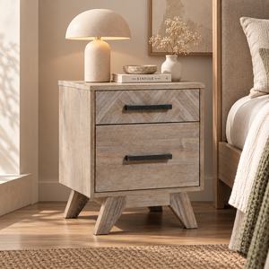 Custom Pine Wood 2 Drawer Bedside Table Nightstand Cabinet Modern Bedroom <b>Storage</b> Furniture OEM ODM Home Furniture - Product Image 1