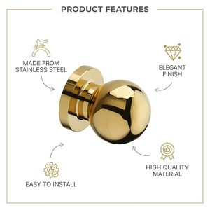 Poignée de tiroir ronde en laiton doré de qualité supérieure, bouton de meuble décoratif, poignée de porte, ensemble de 2 tirettes en laiton - Product Image 3