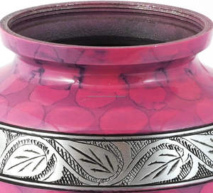 Urna de cremación grabada en plata floral para cenizas humanas, urna para cenizas conmemorativas funerarias hechas a mano para adultos, bolsa de urna grande incluida en rosa - Product Image 3