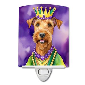 Luz nocturna de cerámica Mardi Gras King Irish Terrier con certificación UL compacta 6x4x3 para dormitorio, baño, guardería, pasillo, cocina - Product Image 1