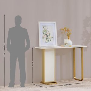 Table console LINEA en métal doré avec plateau en marbre blanc, table console moderne, table console dorée - Product Image 5