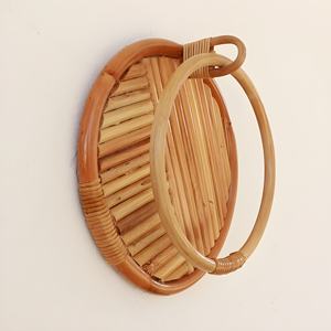 Estante de ducha circular de ratán, toallero para colgar toallas, decoración para baño de invitados - Product Image 3