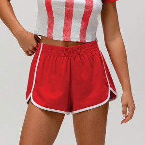 Shorts OEM taille haute croisée pour femme, coupe droite ample, respirant, en coton lavé, style décontracté d'été, vintage - Product Image 2