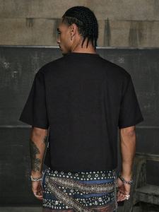 T-shirt d'été de haute qualité 100 % coton, style streetwear, épaules tombantes, personnalisé avec strass, coupe carrée et courte - Product Image 3