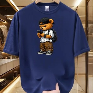 Camiseta Gráfica de Moda Urbana para Hombre, Estilo Hip Hop, Oversize, de Algodón, Casual, de Manga Corta, Blanca, Estampada, para Verano - Product Image 3