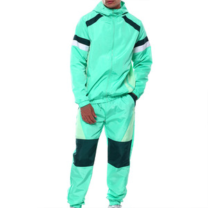 Men Color Blocked Windproof Hooded Tracksuit <b>Green</b> Polyester Men's Clothing Men's <b>Jackets</b> Wear Regular Fit - Product Image 1