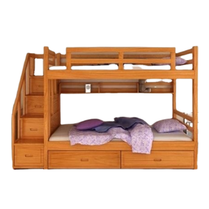 Litera de lujo simple, litera de madera de teca maciza con cajones y escalera para niños, muebles de dormitorio - Product Image 5