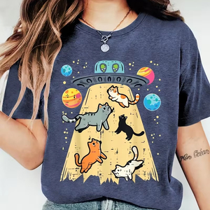 Vintage <b>Cat</b> Oversized Unisex Casual Eco-Friendly Quick Dry Breathable Cotton Summer Loose Fit <b>T</b>-Shirt OEM Supplier - Product Image 1