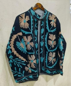 เสื้อแจ็คเก็ตคอตั้งผ้าฝ้ายถักปักมือ ลายตา แขนยาว สำหรับฤดูใบไม้ผลิ ฤดูใบไม้ร่วง ฤดูหนาว เสื้อโค้ททอสำหรับผู้หญิง - Product Image 3