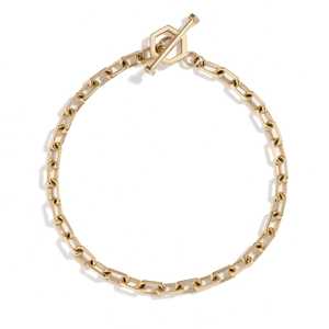 Rectangle Paperclip Link Chain <b>Bracelet</b> Emerald Shape Diamond Cut Toggle Cuff Custom 14K 18K <b>Solid</b> Gold Factory Price Wholesale - Product Image 3