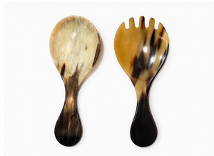 Natural Handmade Eco-Friendly Durable Luxury Buffalo Horn Server Set with Spoon & Fork Serving Utensils - Product Image 5
