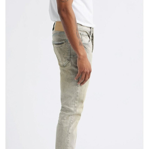 Jeans décontractés pour hommes à la mode, coupe slim, confortables, imperméables, respirants, légers, style vintage, patchwork, options grandes tailles - Product Image 1