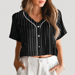 Camiseta Deportiva Corta de Béisbol Personalizada para Mujer, Camiseta de Béisbol de Manga Corta con Rayas para Mujer - Product Image 5