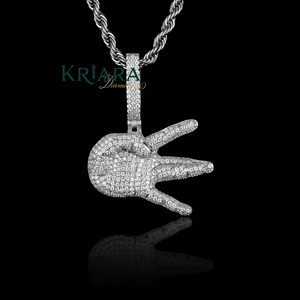 Pendentif main Moissanite Iced Out en argent 925 plaqué or, micro-pavé, style Hip Hop, bijou rond taille brillant - Product Image 2