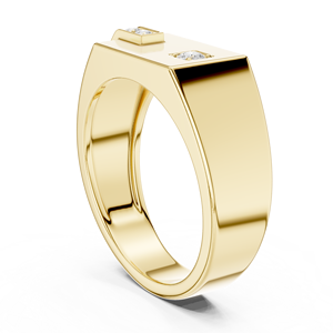 Bague signet géométrique pour homme en or jaune avec diamant de laboratoire |   Bague de mariage moderne et élégante, cadeau de luxe pour lui - Product Image 3