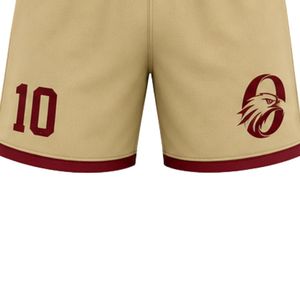 Shorts d'uniforme de football pour hommes et femmes, beige et bordeaux, avec bandes latérales, confortables, respirants, vêtements de sport, shorts d'entraînement et de match - Product Image 3
