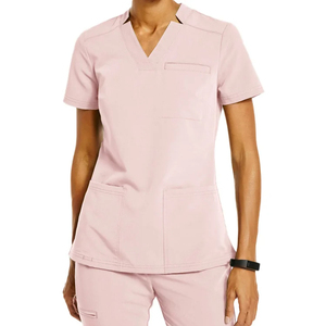 Divisa Ospedaliera Unisex Nera con Scollo a V, Manica Corta, in Rayon Tessuto, con Rilevamento Ago, Fusione Senza Cuciture, Logo Personalizzabile - Product Image 2