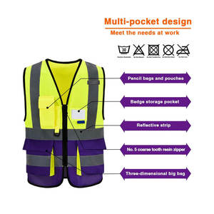 เสื้อกั๊กนิรภัยสะท้อนแสงสำหรับงานก่อสร้าง สีตามสั่ง ขายส่ง ปรับแต่งได้ มีหลายกระเป๋า ทรงหลวม กันน้ำ ด้านหน้าเป็นตาข่าย - Product Image 6