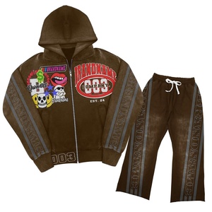 ชุดเซ็ตเสื้อฮู้ดซิป Y2K และกางเกงวอร์ม 2 ชิ้น ลายกราฟิก สไตล์ลำลอง สตรีทแวร์ ทรงอเมริกัน แบ็กกี้ แฟชั่น - Product Image 3