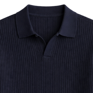 Polo de punto ondulado para hombre, manga corta, algodón premium, corte ajustado, informal, elegante, para verano, transpirable, tacto suave, venta al por mayor - Product Image 2