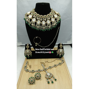 Conjunto nupcial étnico de aleación blanca Royal con Kundan, gargantilla chapada en oro pesado, colección premium hecha a mano para compromiso, boda, regalo o fiesta - Product Image 1