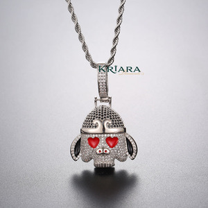 Colgante de cerdo de dibujos animados de plata 925 con moissanita, chapado en oro y rodio, dijes temáticos bonitos, unisex, para uso diario - Product Image 1
