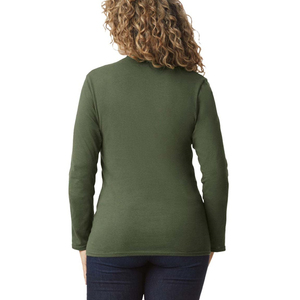 Camiseta de Manga Larga para Mujer, Cuello Redondo, Tejido de Punto, Corte Regular, Informal, para Todas las Temporadas, 100% Algodón, Transpirable - Product Image 2