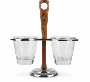 Support en bois de qualité supérieure avec 2 porte-verres, design minimaliste, étagère de rangement pour boissons détachable pour la cuisine - Product Image 1