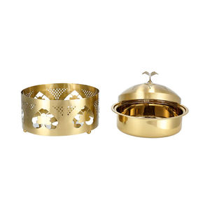 Gold-Finished Metal Hot Pot with Lid for Home & Wedding <b>Tabletop</b> Food Warmer and Casseroles Serving Hotpot - Product Image 3