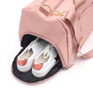 Pink <b>Nylon</b> Duffel Bag With Adjustable Straps And Front Pockets Fashionable Portable Design - Product Image 4