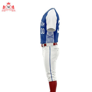 Men's Blue White Baseball Jersey With <b>Red</b> <b>Belt</b> And Pants Uniform Set Breathable Polyester Material For Adults - Product Image 4