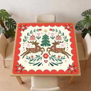 Tapis de Mahjong en caoutchouc crème motif renne folklorique, antidérapant, pour table de Mahjong américain, tapis de jeu de Mahjong personnalisé - Product Image 1