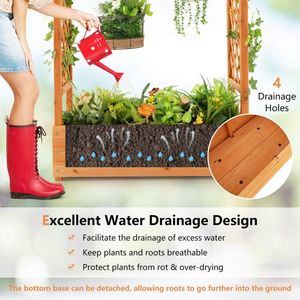 Bac à légumes surélevé avec treillis pour plantes grimpantes, pour pots suspendus et clôture décorative - Product Image 3