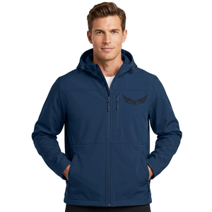 Veste imperméable à capuche pour homme, couleur unie, fermeture éclair, vêtement d'extérieur décontracté pour l'automne, bleu foncé, en polyester - Product Image 3