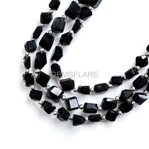 Cuentas de Ónix Negro Natural Facetadas al por Mayor, Pepitas Sueltas de Ónix Negro 5x7-6x8MM, 8 Pulgadas para Fabricación de Joyas - Product Image 6