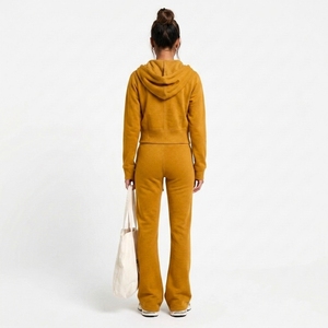 Conjunto Deportivo de Dos Piezas para Mujer, Sudadera con Capucha Ligera de Algodón con Cierre, Forro Polar, Resistente al Viento, Transpirable, Ecológico, Estilo Casual Urbano - Product Image 2