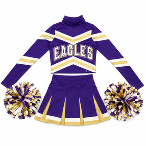 Ensemble d'uniformes de cheerleading personnalisés pour femmes adultes, 100 % polyester, haut court et jupe plissée, impression numérique, fabricant OEM/ODM - Product Image 1