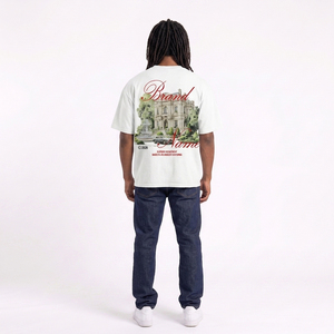 เสื้อยืดแขนสั้นสีขาวพิมพ์ลายดิจิทัลสำหรับผู้ชาย ทรงโอเวอร์ไซส์ สไตล์ลำลอง เหมาะสำหรับใส่ในฤดูร้อน ทรงบ็อกซี่ สตรีทแวร์ ทันสมัย - Product Image 5