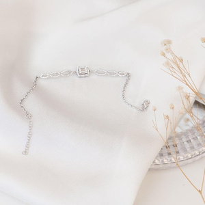 Elegant Silver Moissanite <b>Bracelet</b> Dainty <b>Infinity</b> Link Tennis Style Sparkling Bridal Party Gift Fine Jewellery For Women - Product Image 5