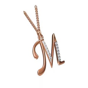 Personalized Gold Alphabet Pendant with Diamond Initial Letter M <b>Charm</b> Simple Gift Jewelry for Women - Product Image 1